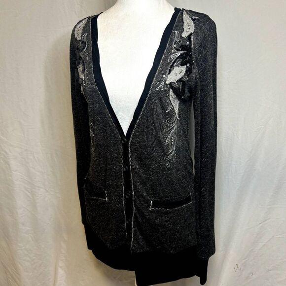 Miss Me Sequin Long Sleeve Button Up  Long Sleeve Cardigan Floral Women Comfy - Picture 2 of 9